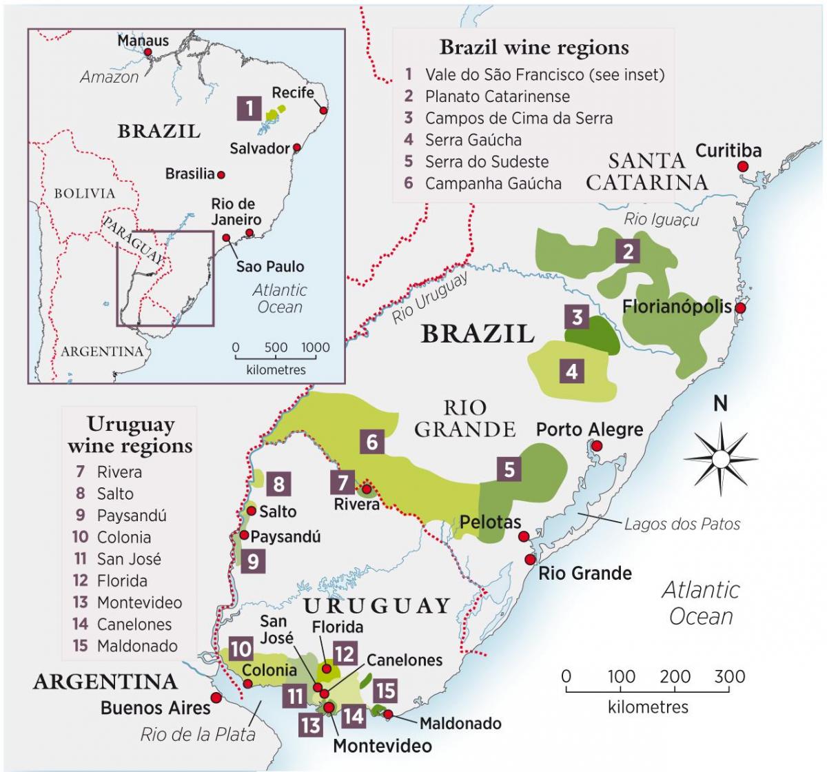 Karta Urugvaj vino